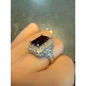 Classic design Ruby and Diamond look ring sz7
